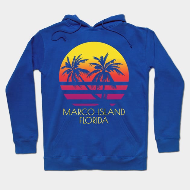 Marco Island Beach Florida Tropical Palm Trees Sunset Vacation Holiday Trip Travel Hoodie by Sassee Designs